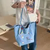 Bolsa de Hombro Rayada para Mujer, Estilo Coreano, Estilo Perezoso Ins, Bolsa Versátil de Doble Cara, Gran Capacidad para Estudiantes, Viajes al Trabajo, Bolso de Hombro Casual