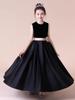 Invierno nuevo niñas terciopelo negro manga larga flor simple piano pasarela disfraces infantiles femeninos fabricantes suministro
