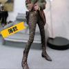 Meia-calça estampa de leopardo feminina outono e inverno leggings cintura alta para usar por cima estação europeia novo calça justa elástica estampada metalizada