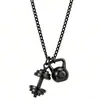Joyería Transfronteriza Europea y Americana Colgante de Mancuerna y Pesa Rusa Collar de Acero Inoxidable Moda Estilo Deportivo Unisex Joyería para el Cuello Venta al por Mayor