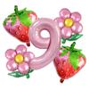 Balões Temáticos de Morango Rosa Flores Havaianas Terno Digital Decoração de Festa de Aniversário para Menina