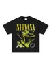 Camiseta da Banda Nirvana 2025 Manga Longa Europeia e Americana Vintage Retrô Americano Lavada e Desgastada Camiseta de Manga Curta Nirvana