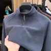 Sudadera gruesa para hombre con forro polar, media cremallera, color liso, cuello alto y capa interior cálida, nueva colección otoño/invierno 2026