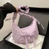 Nueva Bolsa de Tela Casual de Nicho Estilo Coreano Bolso Cruzado Distintivo para Mujer con Pliegues y Cordón con Cordones Bolso de Hombro Estilo Casual de Nylon