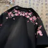 Nueva Camiseta Bordada Estilo Chino Flor de Ciruelo para Hombres y Mujeres, Tendencia Nacional de Verano High Street Cuello Redondo Camiseta Deportiva Juvenil de Manga Corta para Pareja