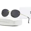 Nuevas Gafas de Sol de Moda Europeas y Americanas con Borde Cortado Ovalado para Mujer, Gafas de Sol Antiv UV de Moda, Montura Sin Marco de Cabeza de Leopardo de Gama Alta