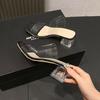 Sandálias de Salto Alto Transparentes Elegantes e Versáteis com Biqueira Aberta para o Verão, Novas Chinelas Transparente que Aumentam a Altura e Emagrecem