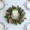 Guirnalda de Rama de Pino Navideña con Bayas Decoración Colgante de Puerta Navideña Círculo de Vid de Aguja de Pino Verde Arrangement de Decoración Colgante