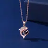 Nuevo amor de sirena transfronterizo 100 idiomas Te amo collar de proyección tiembla red roja con colgante de delfín