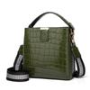 2026 Nuevo Bolso de Mujer de Charol con Patrón de Cocodrilo, Bolso de Mano, Bolso de Hombro, Bolso Cubo de Moda Cruzado para Mujer, Oem Personalizado