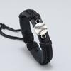 Pulsera Negra de Cuero Tejida a Mano Sencilla Pulsera para Fanáticos del Béisbol de Aleación Nueva Joyería de Cuerda Hecha a Mano Transfronteriza Europea y Americana