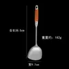 Espátula de Aço Inoxidável 304 Espátula para Saltear Cabo de Madeira de Pera Pá para Saltear Doméstica Concha para Sopa Espátula para Fritar Colher Escumadeira Conjunto de Utensílios de Cozinha