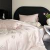 Pequeño estilo fresco de jardín 100S algodón de fibra larga de cuatro piezas algodón bordado de alta gama súper suave ropa de cama para dormir desnudo