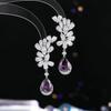 Brincos elegantes de flores com gotas de água da indústria pesada europeia e americana s925 brincos de luxo atmosféricos com design de nicho de agulha de prata microincrustada com zircônia