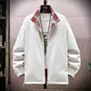 Chaqueta a cuadros reversible para hombre de dropshipping transfronterizo, nueva tendencia de otoño estilo americano con cuello alto, holgada, versátil, casual