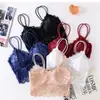 Nuevo sujetador strapless de encaje sexy transpirable y versátil para verano, anti-exposición con copas, camisola básica para mujer