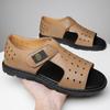 Sandalias de cuero para hombre de comercio exterior 2024 nuevas antideslizantes casual de negocios coreanas juveniles zapatos para conducir una generación de pelo S