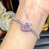 Moda Luxo Leve Octogonal Milênio Diamante de Alto Carbono Diamante Rosa Pó de Rosa Chetansan Azul Flor Pulseira Pulseira Incrustada