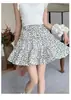 Falda Mini Floral Negra para Mujer Cintura Alta Talla Grande Verano MM Gordita Control de Vientre Adelgazante Forma de Pera Falda Midi de Corte A