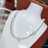 Collar de Perla Natural y Fragmentos de Plata para el Día de la Madre para Mujer, Cadena de Cuello Versátil de Estilo Nuevo de Lujo Ligero de Nicho