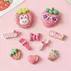 Novo Conjunto Morango Rosa Acessórios de Resina DIY Acessórios de Cabelo Presilhas de Cabelo Chaveiros Charms para Sapatos Materiais de Pingente