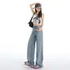 Jeans Retro Americanos de Pierna Ancha para Mujer 2025 Nuevos de Primavera y Verano de Cintura Alta Adelgazantes Sueltos con Caída Estilo Perezoso Pantalones de Longitud al Suelo