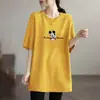 Camiseta de Manga Corta de Longitud Media Talla Grande para Mujer, Nuevo Estilo de Comercio Exterior Verano 2026, Corte Holgado, Adelgazante, Cubre las Caderas Top
