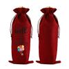 Bolsa de embalaje de vino tinto de lino de imitación de alta gama, bolsa de regalo para fiesta de cumpleaños, champán, bolsa con cordón, funda para botella de vino