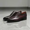 Zapatos de Hombre de Negocios Derby para Boda de Piel de Vaca de Primera Capa Suela de Cuero Pulido Punta Afilada Formal para el Trabajo Banquete Social Alta Lujo