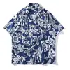 Solapa Regular Casual Americano Atractivo Verano Manga Corta Floral Camisa para Hombre Estampada Moderna Juvenil Estándar Mangas de Tres Cuartos