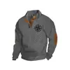 Amazon Best-Selling Transfronterizo Otoño e Invierno Talla Europea Hombre Casual al Aire Libre Cuello Alto Imitación Manga Larga Estampado Sudadera con Tres Botones