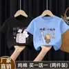 Camiseta Manga Curta para Meninas 2025 Novas Blusas de Algodão Puro para Crianças de Tamanho Médio e Grande Meninas Verão Soltas Gola Redonda Camisetas Básicas