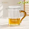 Bule de vidro para atacado para fazer chá, infusor de chá resistente a altas temperaturas com separação de água, infusor de chá e conjunto de chá feitos de vidro de borossilicato alto