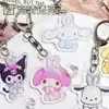 Chaveiro Sanrio Chaveiro Dupla Face Fofo Desenho Animado Pingente de Mochila Escolar Pingente Transparente Homens e Mulheres Acrílico Chave