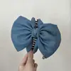 Novo Presilha de Laço em Jeans para Meninas com Aparência Sofisticada com Presilha de Rabo de Cavalo e Grampo na Parte de Trás da Cabeça. Grampo de Cabelo Tipo Pinça de Tubarão