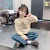 Novas Blusas Térmicas Infantis Outono e Inverno, Camiseta de Manga Longa com Gola Meia-Alta Estilosa para Meninas, Tendência