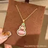 Retro Nuevo Chinoiserie Ágata Rosa Calabaza Collar Micro-Pavimentado Circonita Versátil Elegante Lujo Diseño Nicho Cadena para Clavícula