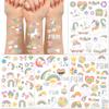 Pegatinas de Tatuaje Arcoíris de Dibujos Animados Transfronterizos para Niños y Niñas con Lindos Diseños Florales y de Unicornio para Fiestas de Cumpleaños