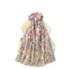 Vestido de Verano de Alta Gama para Mujer Francés Bordado de Flores Tridimensionales de Industria Pesada Cintura Entallada Vestido sin Tirantes Falda Larga