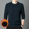 Suéter Masculino Quente de Chenille Espesso com Forro de Fleece para o Inverno, Roupa de Comércio Exterior, Camisa Básica Masculina de Tricô Jacquard