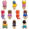 Set de 10 Piezas Personajes de Dibujos Animados Nadando Personas Pequeñas Accesorios para Crocs Sandalias Pantuflas Flores para Zapatos Hebillas para Zapatos Accesorios de Personalidad DIY