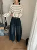 Imagine JEANS SAILORMOON estilo retrô americano de outono lavado solto modelo balão 22118 (com cinto)