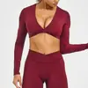 Giro Transfronterizo Ropa de Fitness de Manga Larga para Mujer Correr Deportiva Casual Camiseta de Manga Larga Elástica Top de Yoga