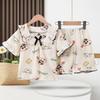 Pijamas de Verão para Meninas Coreanas Estilo Ocidental Bolha Bolha Estilo Princesa Manga Curta Infantil Roupa de Casa Infantil Atacado