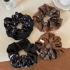 Scrunchie Retro Floral Pequeño Suave para Cola de Caballo Doble Color Banda Elástica para el Cabello para Mujeres Estilo Otoño e Invierno de Gama Alta