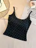 6325# Top Hermoso de Lunares con Espalda Descubierta, Copas Integradas, Capa Base Suave y Lisa, Camiseta Tirantes Sexy para Chicas Jóvenes, Fresca y Juvenil, Adelgazante