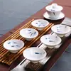 Juego de té de kung fu pintado a mano de porcelana azul y blanca de Jingdezhen, taza de té pequeña, taza de cerámica, taza de té, tazón de té de porcelana blanca
