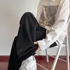 Pantalones negros de pierna ancha de nuevo estilo, pantalones casuales con forro polar para hombre, pantalones rectos holgados, talla grande, adecuados para otoño