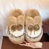 Zapatillas de algodón con lazo dulce para mujer, colección de invierno 2026, con suela suave, amigables con la piel, para uso en interiores, silenciosas y afelpadas