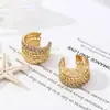 Moderna Triple Capa Forma de C Brazaletes para Oreja Sin Perforar, Geométricos Rombo Múltiples Capas Clips para Oreja Apilables, Cobre Chapado en Oro Pendientes Versátiles